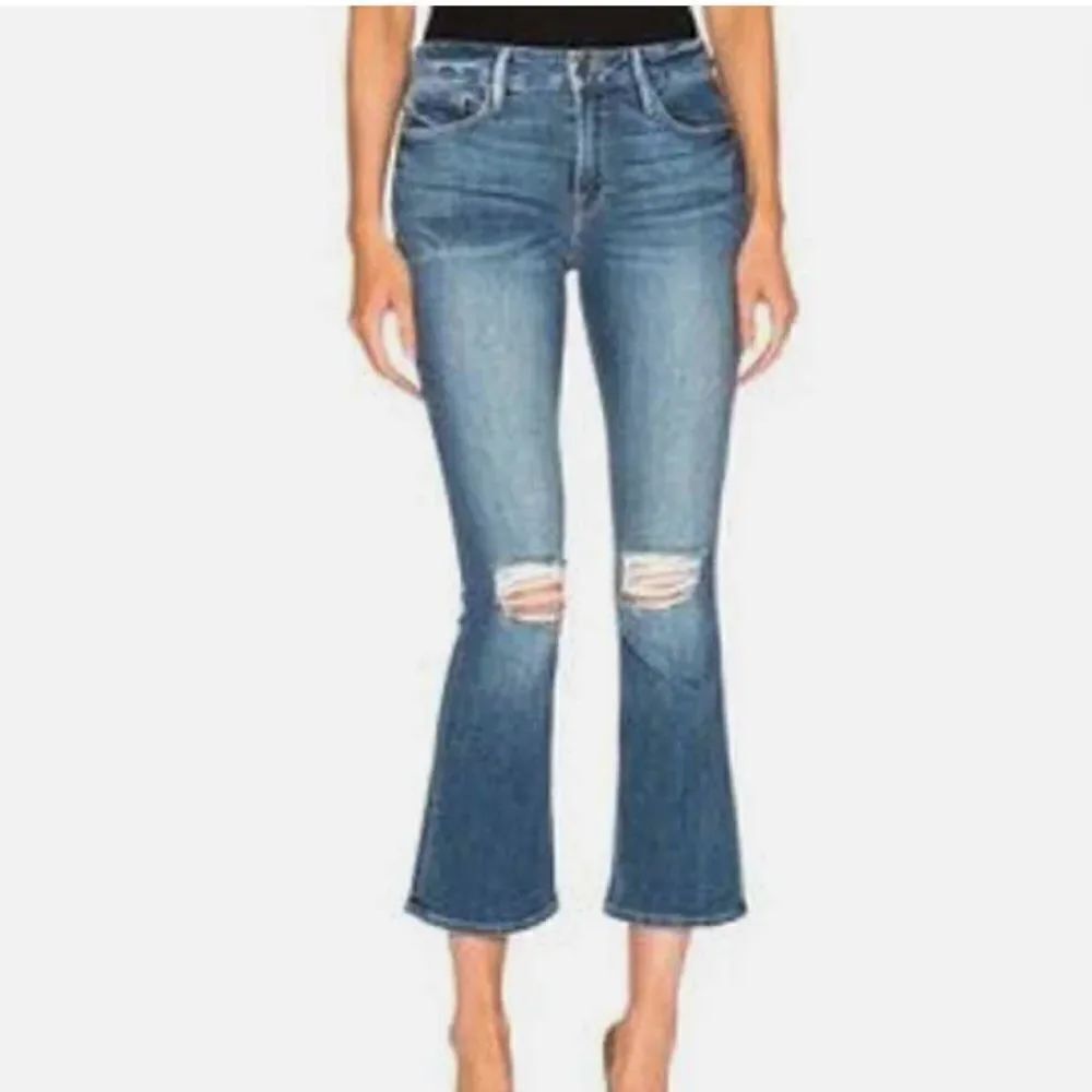 Frame Denim Jeans Le Crop Mini Boot Distressed Blue Size 25